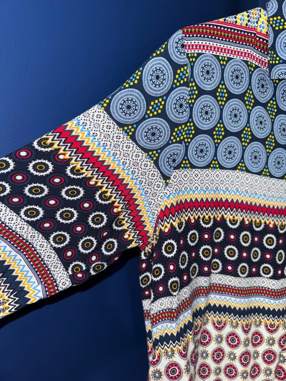 Peck & Peck- Western Boho Print High Low Blouse Size L - Picture 7 of 14